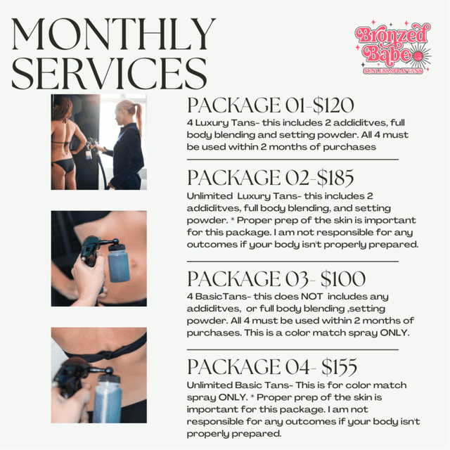 Monthly 4  Luxury Tans at Bronzed Babe Sunless Spray Tans in Kent, OH